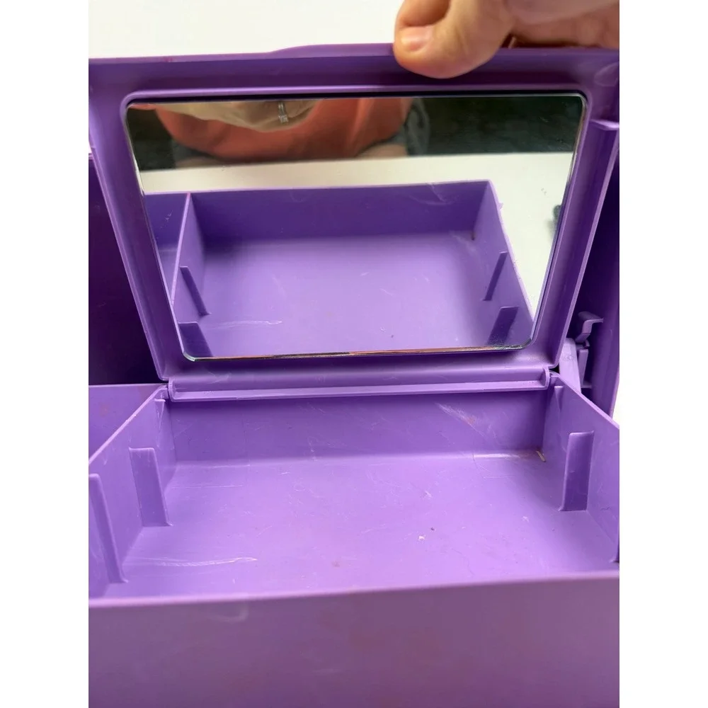 Vintage Caboodles Makeup Organizer Lilac Marble Purple Case Mirror 90s Style